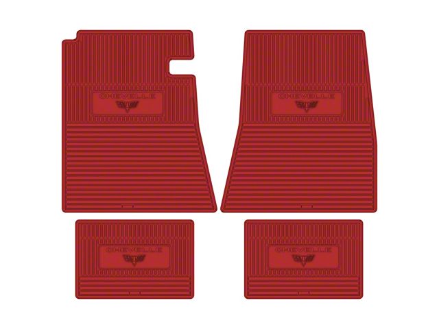 Legendary Auto Interiors Chevelle Floor Mats, Chevelle V Flag Emblem, Bright Red, 1964-1967