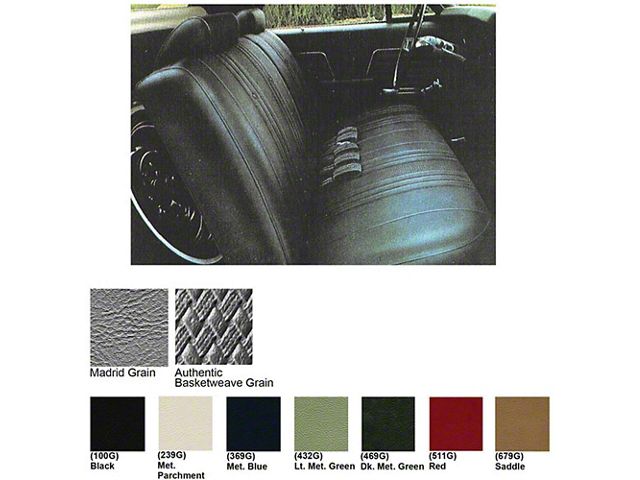 Legendary Auto Interiors Chevelle & Malibu Covers, Front Seats, Split Bench, Show Correct, 1969