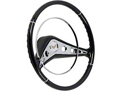 15-Inch Steering Wheel; Black with Chrome Horn Ring (1958 Impala)