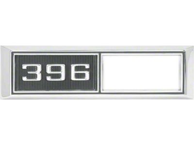 Front Side Marker Bezels with 396 Logo; Chrome with Black Background (1968 Biscayne, Caprice, Impala)