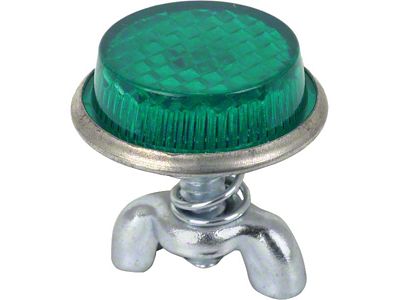 License Plate Bolt & Wing Nut W/ Green Reflector