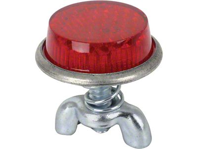 License Plate Bolt and Wing Nut Set - With Round Red Reflector