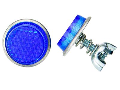 License Plate Bolt & Wing Nut With Reflector, Blue