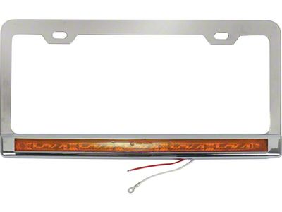 License Plate Frame, Stainless with Amber LEDs and Lens