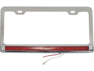 License Plate Frame, Stainless with Red LEDs and Lens