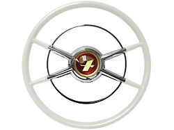LimeWorks 16-Inch Crestliner Steering Wheel with 3-Bolt Adapter; Ivory White (28-31 Model A, Model AA)