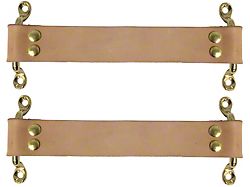 LimeWorks Vintage Door Pull / Door Check Kit with Brass Mounts; Black Leather (28-31 Model A, Model AA)
