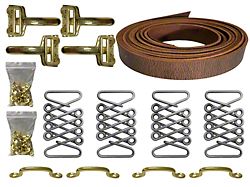LimeWorks Vintage Hot Rod Hood Strap Brass Kit; Rustic Leather (28-31 Model A, Model AA)