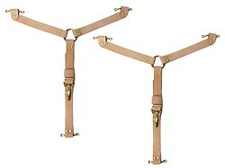 LimeWorks Vintage Hot Rod Y Hood Strap Brass Kit; Black Leather (28-31 Model A, Model AA)