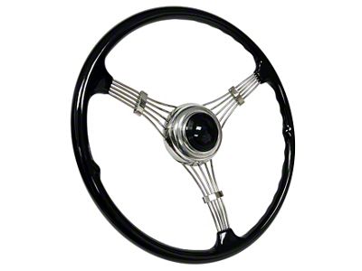 LimeWorks 16-Inch 1935 Style Banjo Steering Wheel with 3-Bolt Adapter; Black (09-27 Model T, Model TT)