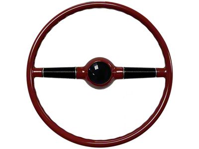 LimeWorks 16-Inch Forty Steering Wheel with Banjo Taper and Key Adapter; Black and Red (09-27 Model T, Model TT)