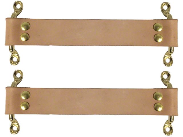 LimeWorks Vintage Door Pull / Door Check Kit with Brass Mounts; Black Leather (09-27 Model T, Model TT)