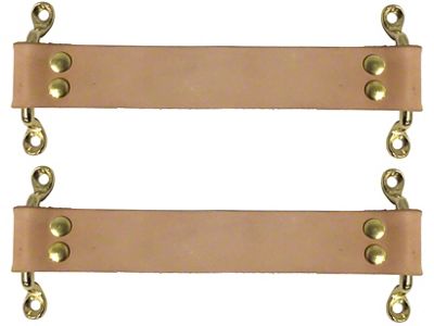 LimeWorks Vintage Door Pull / Door Check Kit with Brass Mounts; Black Leather (09-27 Model T, Model TT)