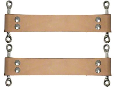 LimeWorks Vintage Door Pull / Door Check Kit with Stainless Steel Mounts; Black Leather (09-27 Model T, Model TT)