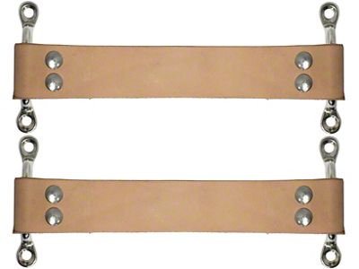 LimeWorks Vintage Door Pull / Door Check Kit with Stainless Steel Mounts; Black Leather (09-27 Model T, Model TT)