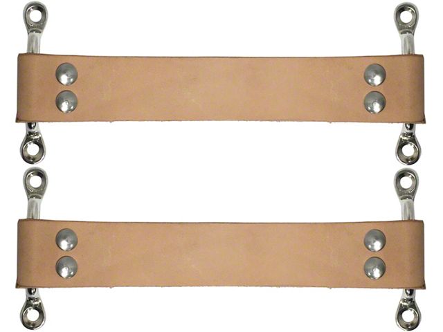 LimeWorks Vintage Door Pull / Door Check Kit with Stainless Steel Mounts; Black Leather (09-27 Model T, Model TT)