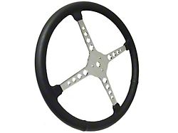 LimeWorks 15-Inch Sprint Steering Wheel; 4-Spoke with Holes; Black (Universal; Some Adaptation May Be Required)