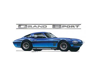 Limited Edition Print - 1963 Corvette Grand Sport - Blue - 9 x 18 (Grand Sport)