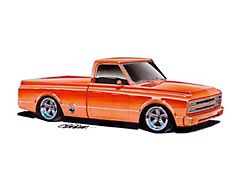 Limited Edition Print, Chevy C-10 Truck, Orange, 1967