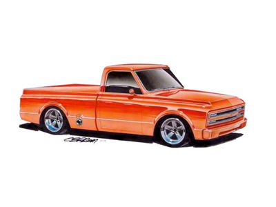 Limited Edition Print, Chevy C-10 Truck, Orange, 1967