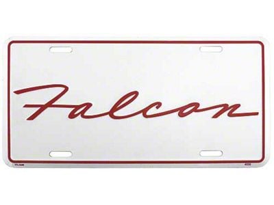 Logo License Plate / White With Red Falcon