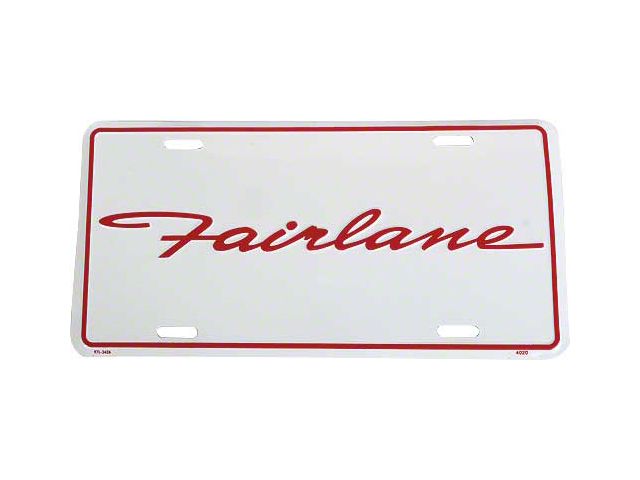 Logo License Plate / White With Red' Fairlane