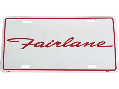 Logo License Plate / White With Red' Fairlane