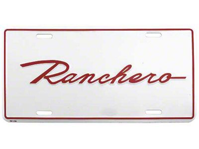 Logo License Plate / White With Red Ranchero