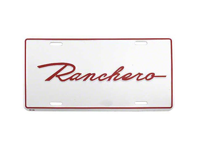 Logo License Plate / White With Red Ranchero