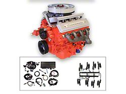 Lokar 14-Inch Classic LS3 495 HP Crate Engine with Cast Finish Small Block Chevy Valve Covers; Painted Orange 