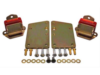 LS Conversion Engine Mounts, Short Style, Red (62-68 Chevy II; 69-79 Nova)