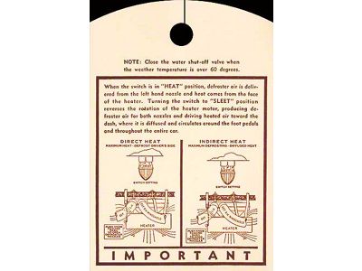 Manifold Heater Instruction Tag - Ford Passenger