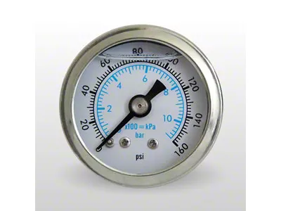 Marshall Instruments WS White PSI/kPa/Bar Dial 1.50-Inch Liquid Filled Mechanical Gauge; 0-160 PSI (Universal; Some Adaptation May Be Required)