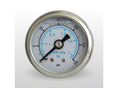 Marshall Instruments WS White PSI/kPa/Bar Dial 1.50-Inch Liquid Filled Mechanical Gauge; 0-30 PSI (Universal; Some Adaptation May Be Required)