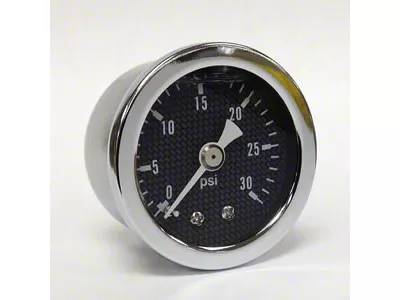 Marshall Instruments CF Carbon Fiber Look Dial 1.50-Inch Liquid Filled Mechanical Gauge; 0-30 PSI (Universal; Some Adaptation May Be Required)