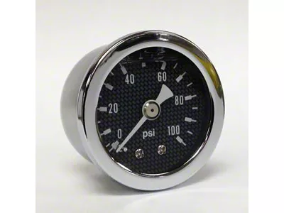 Marshall Instruments CF Carbon Fiber Look Dial 1.50-Inch Liquid Filled Mechanical Gauge; 0-100 PSI (Universal; Some Adaptation May Be Required)