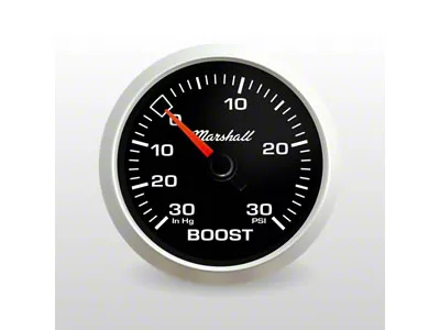 Marshall Instruments COMP II LED Black Dial 2-1/16-Inch Vacuum/Boost Gauge; 0-30 PSI; Mechnical; Silver Aluminum Bezel (Universal; Some Adaptation May Be Required)