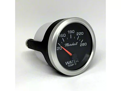 Marshall Instruments COMP II LED Black Dial 2-1/16-Inch Water Temperature Gauge; 120-280 Fahrenheit; Silver Aluminum Bezel (Universal; Some Adaptation May Be Required)