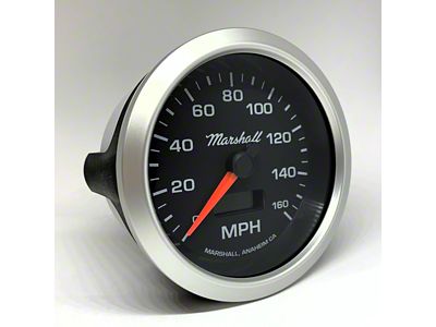 Marshall Instruments COMP II LED Black Dial 3-3/8-Inch In-Dash Electric Programmable Speedometer; 0-160 MPH; Silver Aluminum Bezel (Universal; Some Adaptation May Be Required)