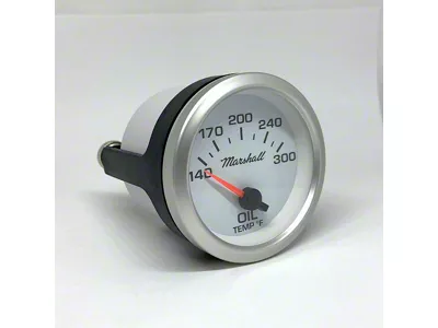 Marshall Instruments COMP II LED White Dial 2-1/16-Inch Oil Temperature Gauge; 140-300 Fahrenheit; Silver Aluminum Bezel (Universal; Some Adaptation May Be Required)