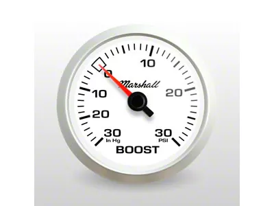 Marshall Instruments COMP II LED White Dial 2-1/16-Inch Vacuum/Boost Gauge; 0-30 PSI; Mechnical; Silver Aluminum Bezel (Universal; Some Adaptation May Be Required)