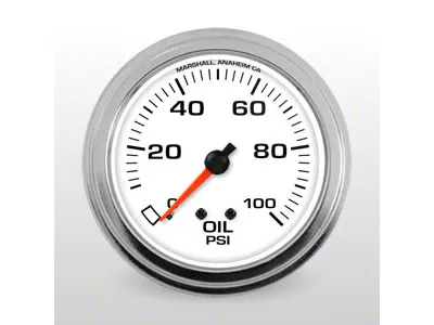 Marshall Instruments COMP II White Dial 2-5/8-Inch Oil Pressure Gauge; 0-100 PSI (Universal; Some Adaptation May Be Required)