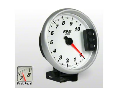Marshall Instruments COMP II White Dial 5-Inch Memory Tachometer; 0-10000 RPM (Universal; Some Adaptation May Be Required)