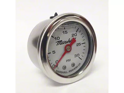 Marshall Instruments CW White Marshall Logo Dial 1.50-Inch Liquid Filled Mechanical Gauge; 0-30 PSI (Universal; Some Adaptation May Be Required)