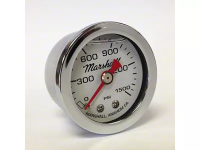 Marshall Instruments CW White Marshall Logo Dial 1.50-Inch Liquid Filled Mechanical Gauge; 0-1500 PSI (Universal; Some Adaptation May Be Required)