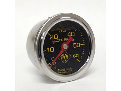 Marshall Instruments MNS Midnight Black 1.50-Inch Liquid Filled Mechanical Gauge; 0-60 PSI (Universal; Some Adaptation May Be Required)