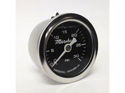 Marshall Instruments MS Black Marshall Logo Dial 1.50-Inch Liquid Filled Mechanical Gauge; 0-30 PSI (Universal; Some Adaptation May Be Required)