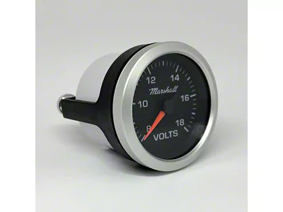 Marshall Instruments SCX Black Dial 2-1/16-Inch Volt Gauge; 8-18V; Silver Aluminum Bezel (Universal; Some Adaptation May Be Required)