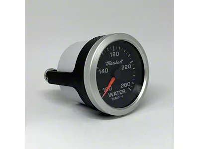 Marshall Instruments SCX Black Dial 2-1/16-Inch Water Temperature Gauge; 100-260 Fahrenheit; Silver Aluminum Bezel (Universal; Some Adaptation May Be Required)