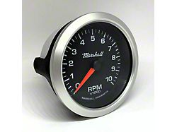 Marshall Instruments SCX Black Dial 3-3/8-Inch In-Dash Tachometer; 0-10000 RPM; Silver Aluminum Bezel (Universal; Some Adaptation May Be Required)